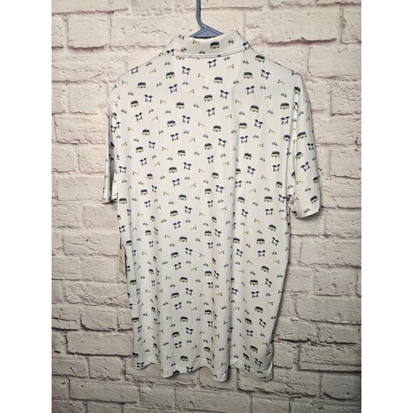 Anderson Ord Men's Polo Cream Travel Theme Size Medium NWT Boats Vans Hammock - Picture 5 of 8